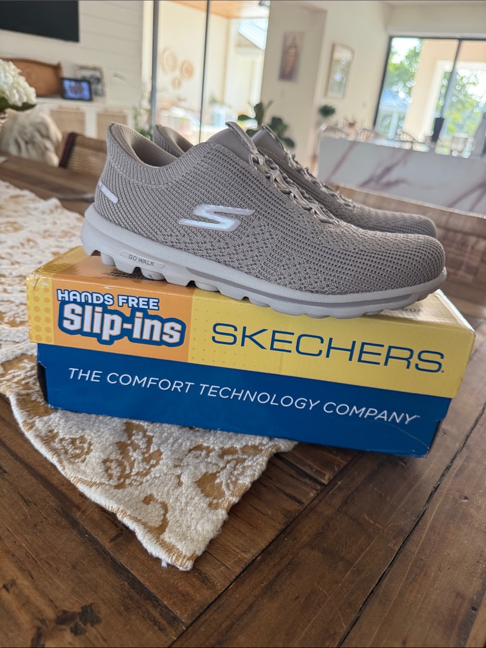 Skechers Men’s Light Gray Slip-On Knit Sneakers